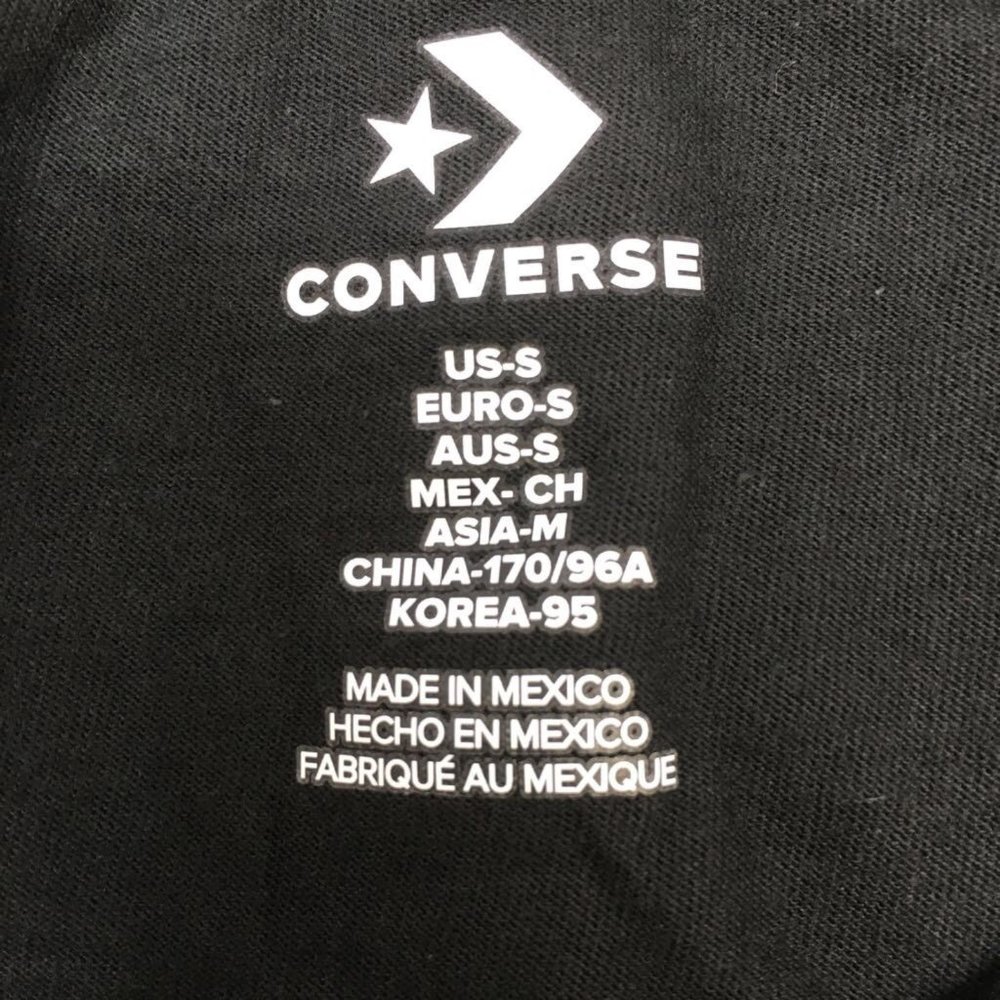 Converse Mens Graphic T-Shirt Black White Spell Out Standard Fit Cotton S New - Picture 3 of 6